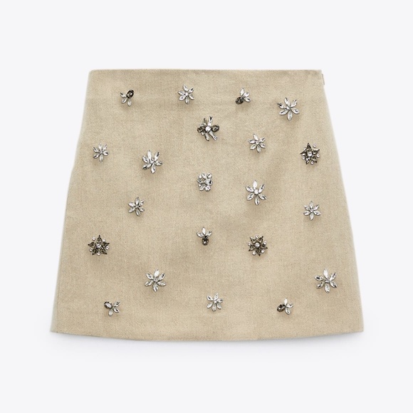 NWT Jewel Trim Linen Blend Mini Skirt XS - Picture 6 of 11